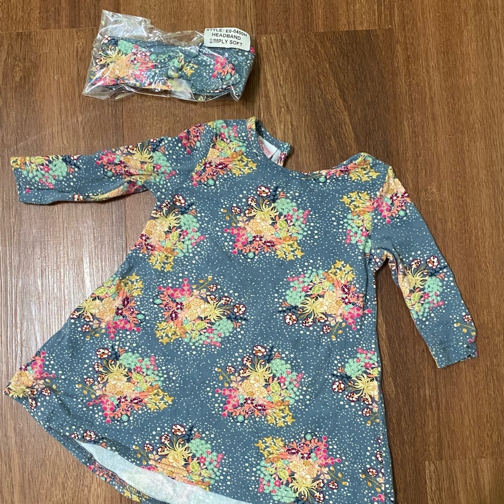 Ricrac and ruffles 12 month dress and headband